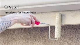  Presentation with paint roller - Amazing PPT layouts having roller to paint house fascia backdrop and a light gray colored foreground