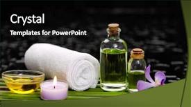  Presentation with stem - Audience pleasing presentation design consisting of roller towel oil candle oil on orchid set of green plant stem backdrop and a black colored foreground