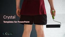  Presentation with home renovation - Amazing PPT theme having roller-wall-painting-man-standing backdrop and a wine colored foreground