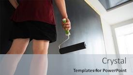  Presentation with home renovation - Slides consisting of roller-wall-painting-man-standing background and a light blue colored foreground