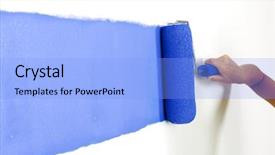  Presentation with paint roller - Amazing PPT layouts having roller with paint backdrop and a light blue colored foreground