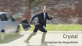  Presentation with going green - Slide set enhanced with rollerblade - businessman rollerblading concept go green background and a soft green colored foreground