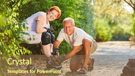  Presentation with skating - Cool new PPT theme with rollerblade - active inline skating couple backdrop and a tawny brown colored foreground