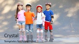  Presentation with all children matter - PPT theme enhanced with rollerblade - cute children on rollers background and a light gray colored foreground