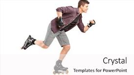  Presentation with full length portrait two men women brown sweater - Audience pleasing slide set consisting of portrait a male on roller backdrop and a white colored foreground