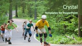  Presentation with roller skating - Slides consisting of roller skates - group of men and women background and a tawny brown colored foreground