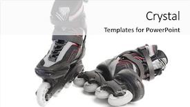  Presentation with inline speed skating - Beautiful slides featuring rollerblade - inline skates isolated over white backdrop and a white colored foreground