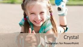  Presentation with roller skating - Slides consisting of little girl in roller skates background and a soft green colored foreground