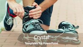  Presentation with role play woman and man - Beautiful PPT layouts featuring roller blading putting on rollerblade backdrop and a coral colored foreground