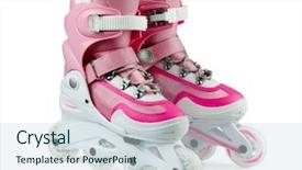  Presentation with pink white - PPT layouts consisting of roller skates - pink inline rollerskates isolated background and a sky blue colored foreground