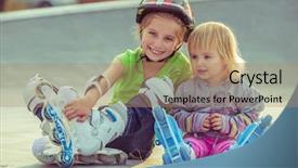  Presentation with street - Theme with sisters in a roller skates background and a coral colored foreground