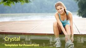  Presentation with skating - Amazing slides having woman skating with rollerblades backdrop and a coral colored foreground