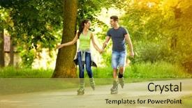 Presentation with parks and recreation snow storm - Amazing presentation having couple having recreation on rollerblade backdrop and a yellow colored foreground