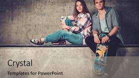  Presentation with catholic couple silhouette of young - Amazing PPT layouts having couple with skateboard and rollerblade backdrop and a mint green colored foreground