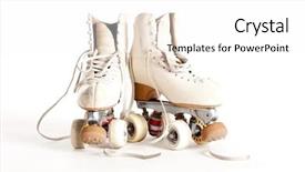 Presentation with winter skates - Audience pleasing PPT theme consisting of rollin skates isolated on white backdrop and a white colored foreground