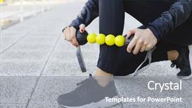  Presentation with trainer - Colorful slide deck enhanced with rolling - personal trainer doing a myofascial backdrop and a gray colored foreground