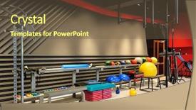 Presentation with equipment - Theme with rolling ball - modern and stylish gym interior background and a  colored foreground