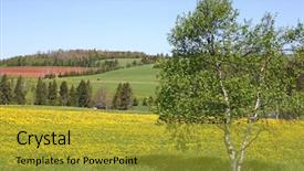  Presentation with rural farms and towns - Presentation theme enhanced with rolling farmers field in rural background and a gold colored foreground