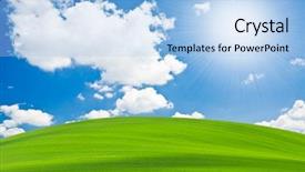  Presentation with beautiful green - PPT layouts consisting of rolling hills - beautiful green field during springtime background and a light blue colored foreground