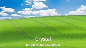  Presentation with beautiful green - Amazing PPT theme having rolling hills - beautiful green field during springtime backdrop and a tawny brown colored foreground
