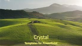  Presentation with rolling hills - PPT theme featuring rolling hills - dirt road crosses grassland background and a tawny brown colored foreground