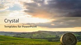  Presentation with rolling hills - Audience pleasing presentation theme consisting of rolling hills - haystack at sunset tuscany landscape backdrop and a lemonade colored foreground