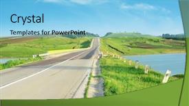  Presentation with terrain rugby - Amazing PPT layouts having rolling hills - highway in hilly terrain backdrop and a  colored foreground