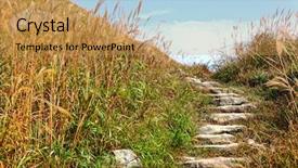  Presentation with rolling hills - Theme enhanced with rolling hills - mountain path for hiking background and a gold colored foreground