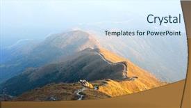  Presentation with hill - PPT layouts enhanced with rolling hills - path for hiking on hill background and a  colored foreground