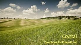  Presentation with rolling hills - Colorful PPT theme enhanced with rolling hills - typical landscape in italian region backdrop and a tawny brown colored foreground