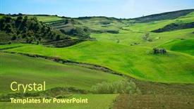  Presentation with rolling hills - Presentation design featuring rolling-hills-of-andalusia-early background and a tawny brown colored foreground