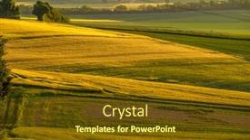  Presentation with farmlands - Slide deck consisting of rolling hills on sunset rural landscape green fields and farmlands fresh vibrant colors at rhine valley rhine gorge in germany background and a tawny brown colored foreground