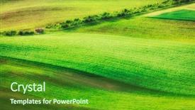  Presentation with czech republic - Theme having rolling landscape of green fields background and a forest green colored foreground