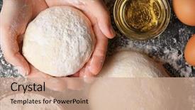  Presentation with hands holding - Cool new presentation theme with rolling pin flour - female hands holding dough top backdrop and a coral colored foreground