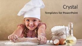  Presentation with flour - Presentation theme consisting of little chef smeary with flour background and a soft green colored foreground