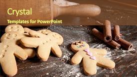  Presentation with gingerbread man - Presentation theme having rolling pin and homemade gingerbread background and a tawny brown colored foreground