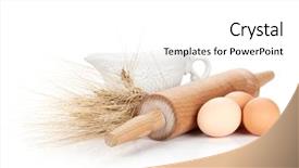  Presentation with baking utensils - Slide set enhanced with rolling pin flour - baking ingredients and utensils isolated background and a white colored foreground