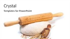  Presentation with dough - Slide deck featuring rolling pin flour - pizza dough background and a  colored foreground