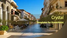  Presentation with zakynthos - Audience pleasing presentation consisting of rolling road - island of zakynthos greece backdrop and a tawny brown colored foreground