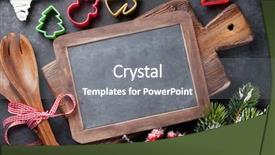  Presentation with cooking utensils - Cool new PPT theme with rolling stones - christmas cooking utensils and snow backdrop and a gray colored foreground