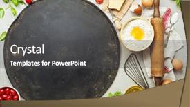  Presentation with baking - Slides with rolling stones - pizza baking sheet and ingredients background and a dark gray colored foreground