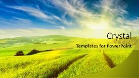  Presentation with green gram - Beautiful slide set featuring rolling summer landscape with green backdrop and a yellow colored foreground