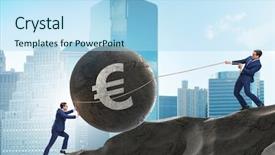  Presentation with trading - PPT theme featuring rolling up hill - trader trading in euro currency background and a light blue colored foreground