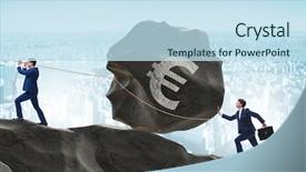  Presentation with trading - Cool new PPT layouts with rolling up hill - trader trading in euro currency backdrop and a sky blue colored foreground