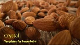  Presentation with almonds - Presentation enhanced with rolling-whole-almonds-nuts-placed background and a wine colored foreground