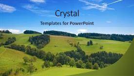  Presentation with green hills - PPT theme enhanced with rollling green hills of green pasture with blue sky background and a light blue colored foreground