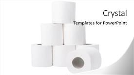  Presentation with toilet - PPT layouts with rollos de papel - pile of toilet paper rolls background and a white colored foreground