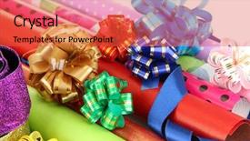  Presentation with white christmas - Colorful presentation theme enhanced with rollos de papel - rolls of christmas wrapping paper backdrop and a red colored foreground