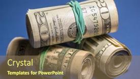  Presentation with bills - Slide set with rolls-of-american-dollar-bills background and a coral colored foreground