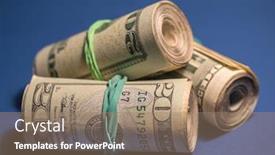  Presentation with bills - Cool new slide deck with rolls-of-american-dollar-bills backdrop and a coral colored foreground